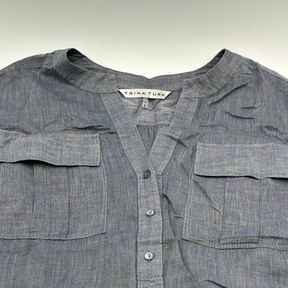 Trina Turk Jemison Blouse Small Silk Blend - Picture 2 of 8